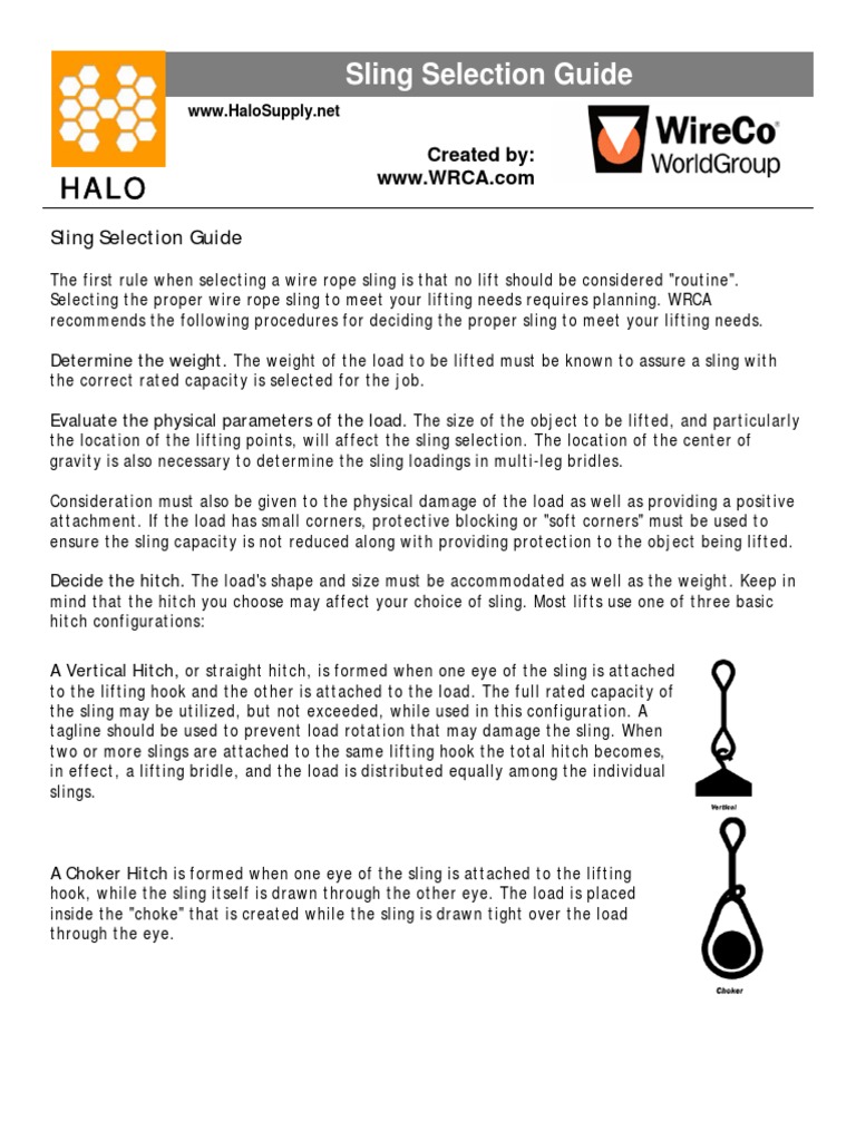 Sling Selection and Hitch Configurations | PDF | Technology & Engineering
