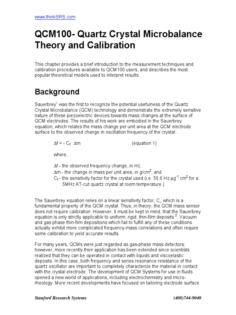 QCM100: Theory and Calibration Guide | PDF | Amplifier | Electromagnetism