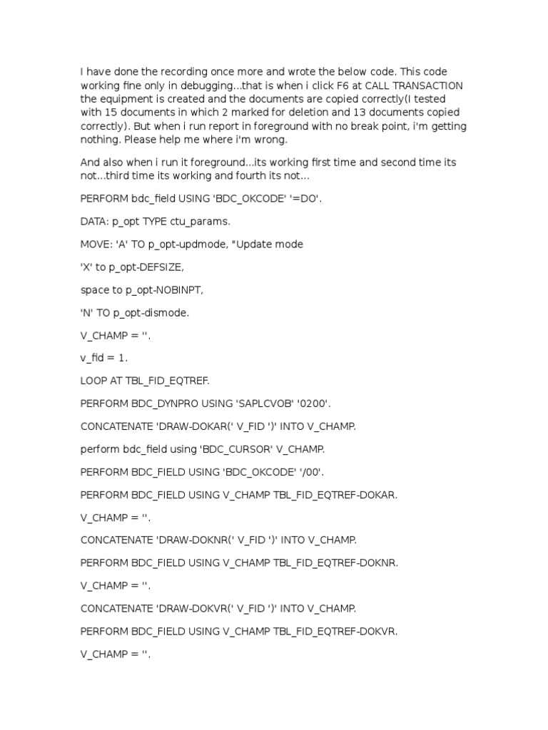 CTU - Parameters in BDC Table Control | PDF | Business