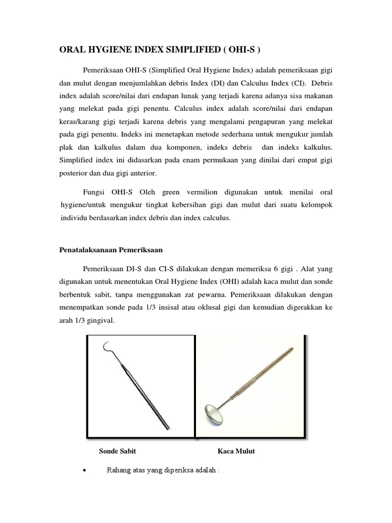 Indeks Kebersihan Mulut Sederhana OHI-S | PDF