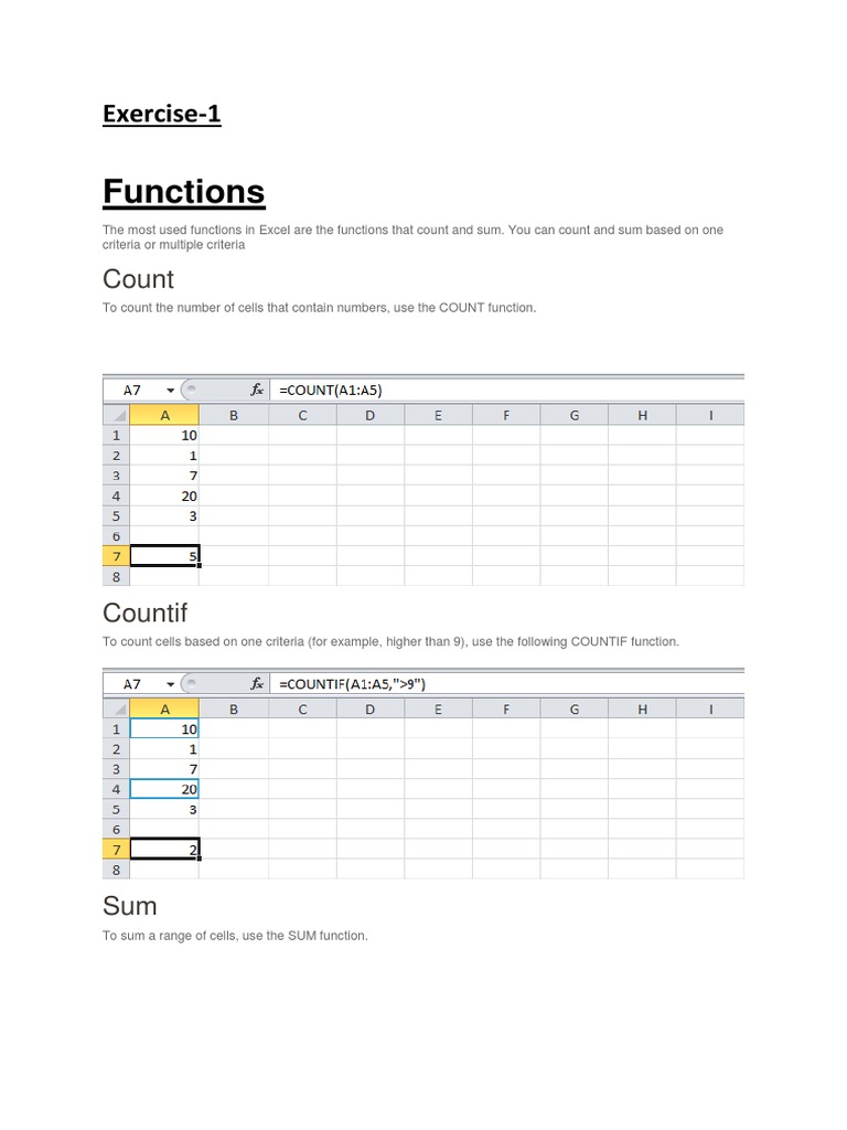 Functions: Exercise-1 | PDF | Chart | Microsoft Excel