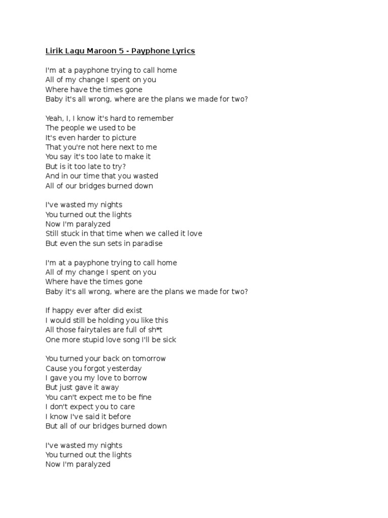 The Shocking Truth Behind Payphone Lyrics No One Spoke About