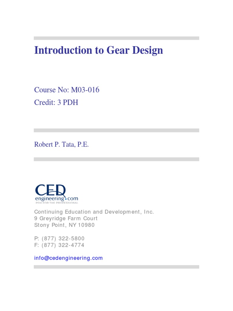 Introduction To Gear Design PDF
