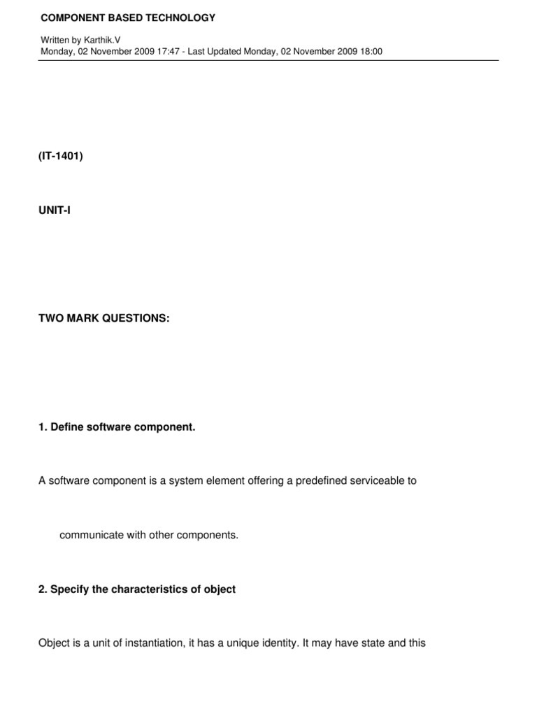 Component-Based Technology Overview | PDF | Component Object Model ...