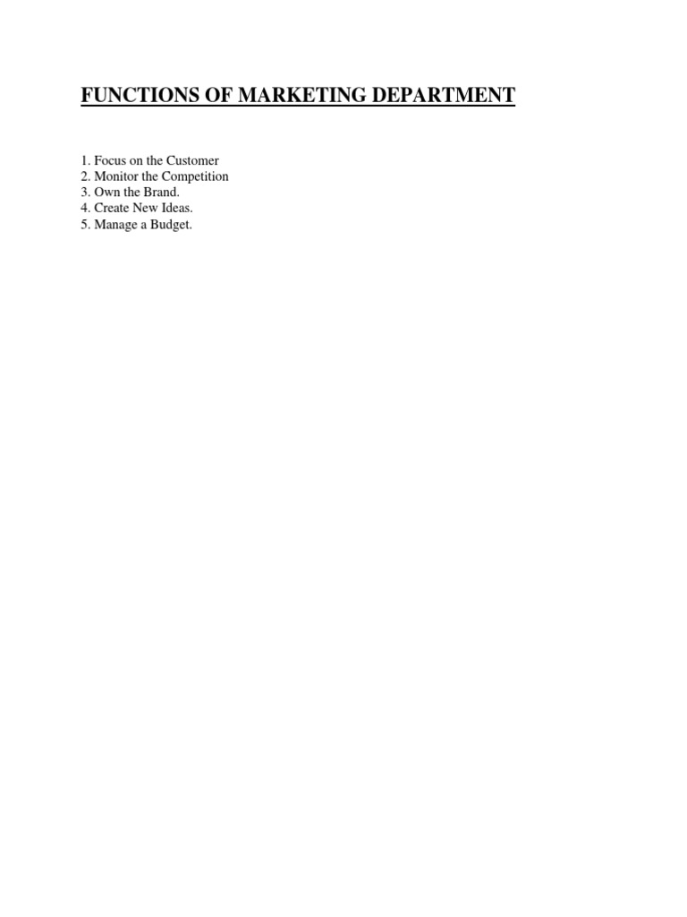 Functions Of Marketing Department PDF Internal Audit Audit