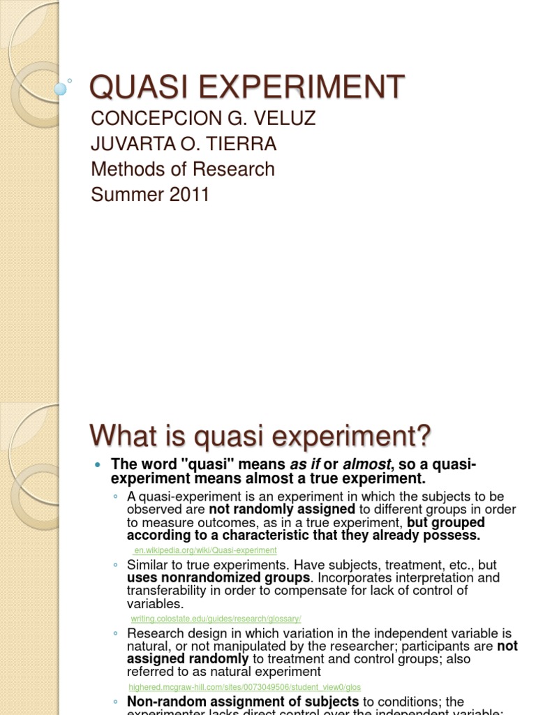 Quasi Experiment Evaluation Methods Educational Psychology