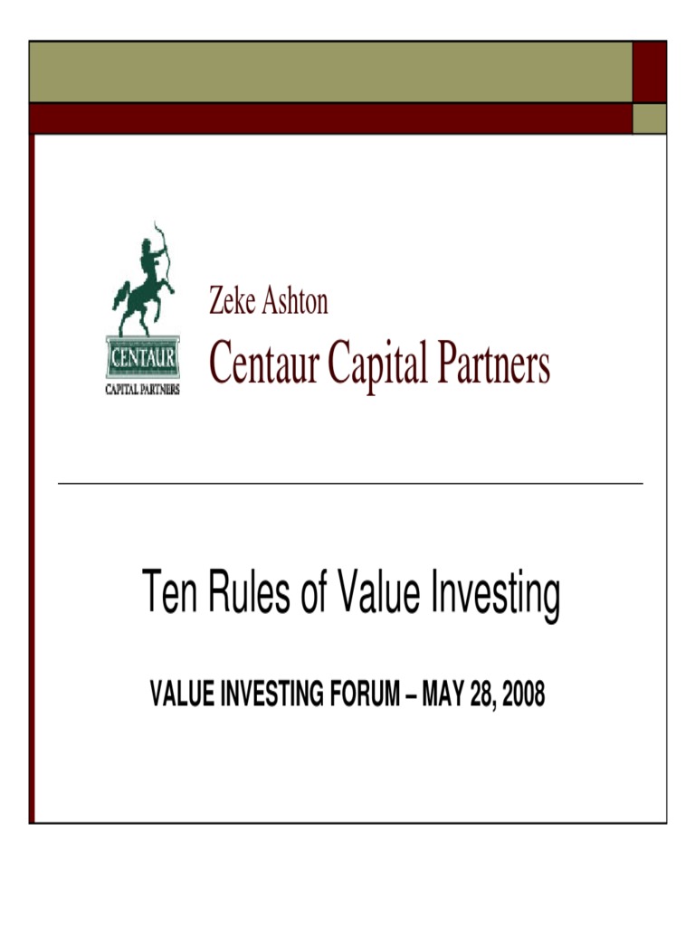 Ten Rules of Value Investing | PDF | Finance & Money Management