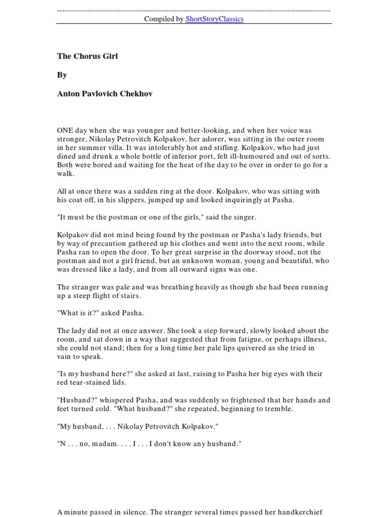 The Chorus Girl by Anton Pavlovich Chekhov PDF