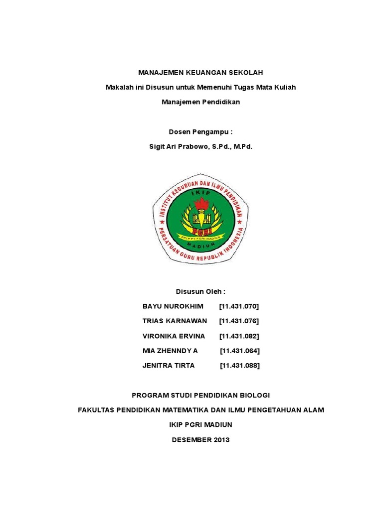 Makalah Manajemen Keuangan Sekolah