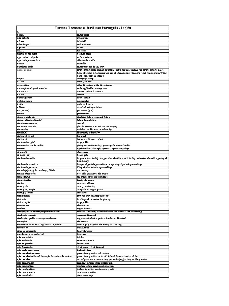 Termos Técnicos Jurídicos Inglês