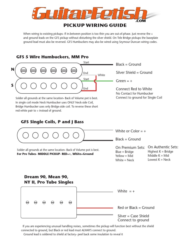 Pickup Wiring Guide: GFS 5 Wire Humbuckers, MM Pro N | PDF