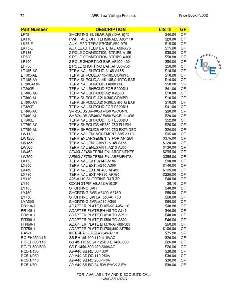 ABB Low Voltage Products Price List | PDF