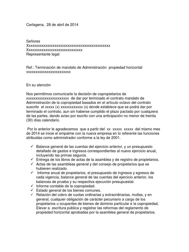 Modelo Carta  PDF  Condominio  Gobierno
