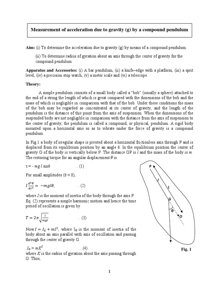 Pound Pendulum Pendulum Center Of Mass