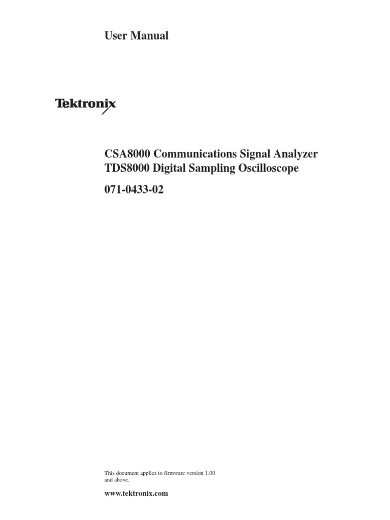 TekTronix CSA8000 Series User Manual | PDF | Computer Engineering ...