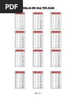 Tablas de Multiplicar Del 1 Al 12 en Blanco y Negro en Una Hoja | PDF