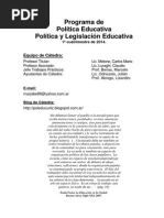 UNLZ - Programa 2014. Política Educativa - Política y Legislación Educativa
