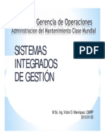 Sistemas Integrados de Gestión: M Sc. Ing. Víctor D. Manríquez, CMRP 2013-01-05