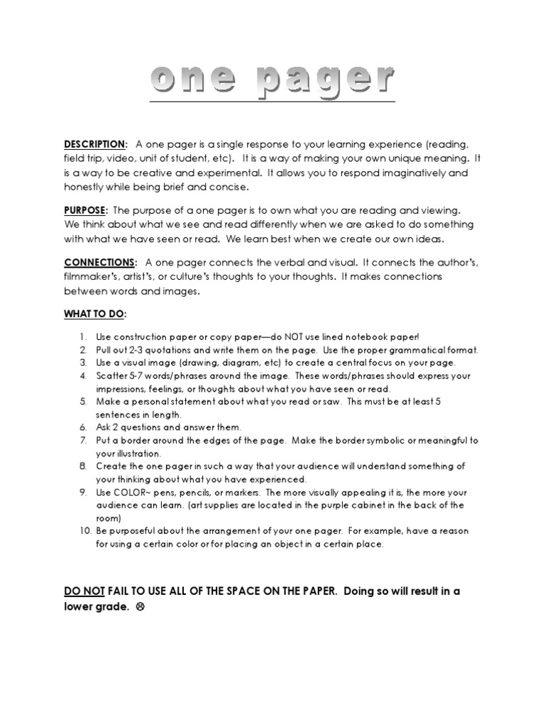 Create Engaging One Pagers | PDF