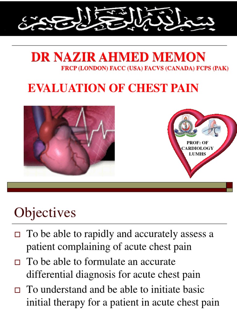 DR Nazir Ahmed Memon: Evaluation of Chest Pain | PDF | Myocardial ...