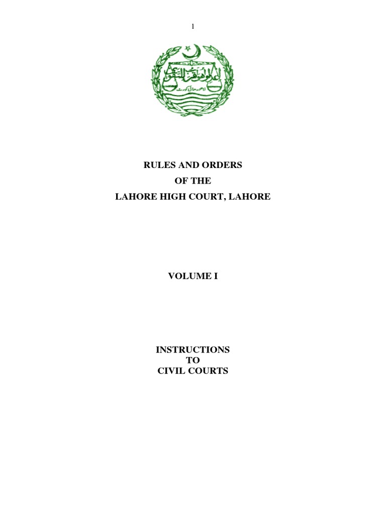 Lahore High Court Rules Volume I | PDF | Service Of Process | Lawsuit