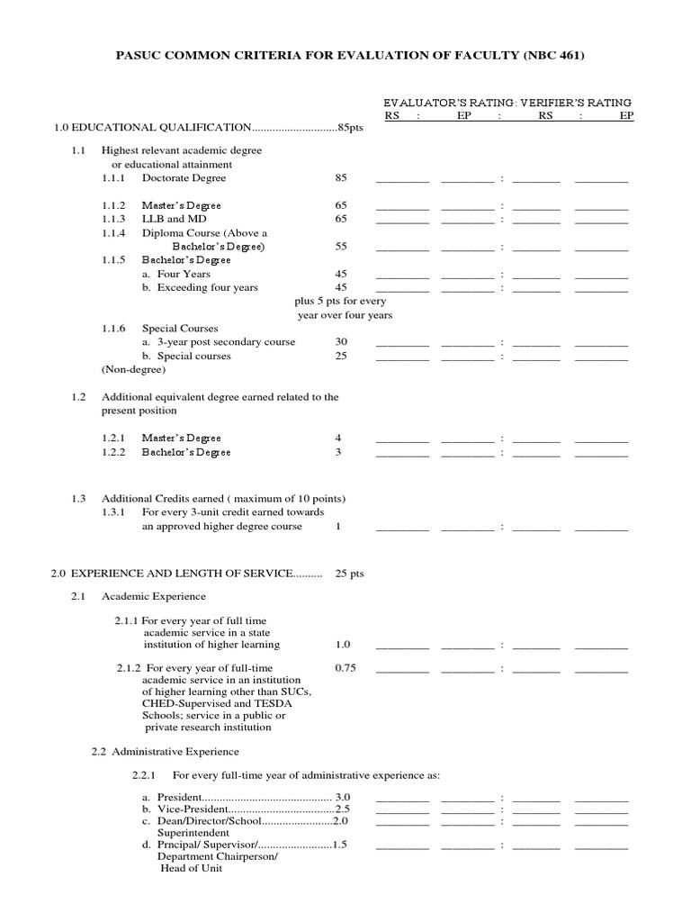 Faculty evaluation system example picture