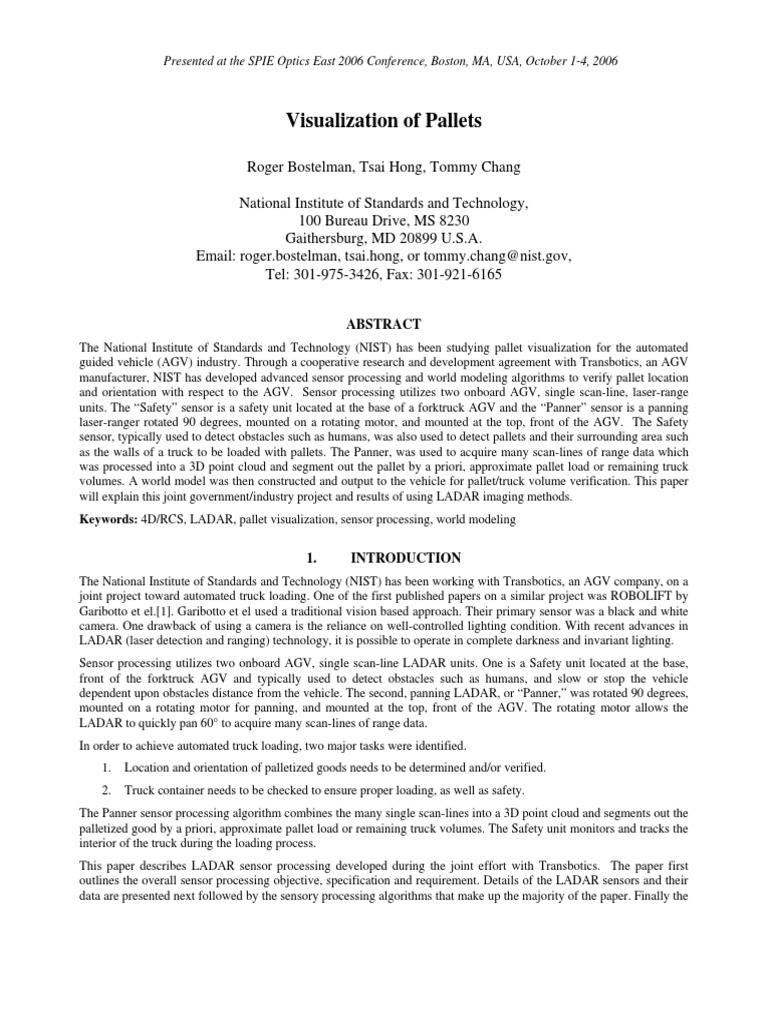 Pallet Visualization for AGVs Using LADAR | PDF | Lidar | Image Resolution