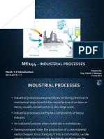Industrial Processes: Week-1.0 Introduction