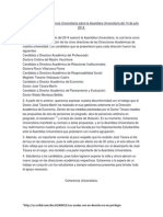 Comunicado de Coherencia Universitaria Sobre La Asamblea Universitaria Del 14 de Julio 2014