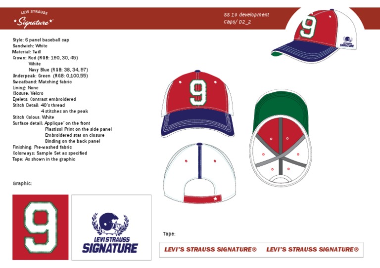 D2 6-Panel Baseball Cap Specifications | PDF