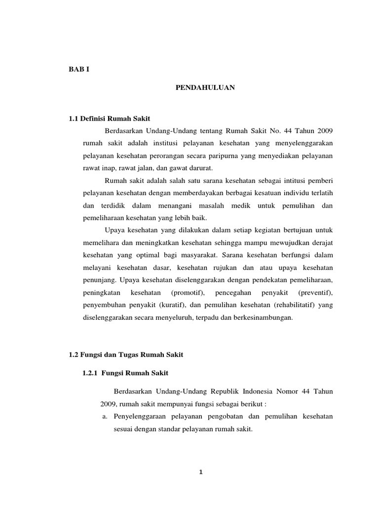 Struktur Organisasi Rumah Sakit Tipe C Menurut Permenkes