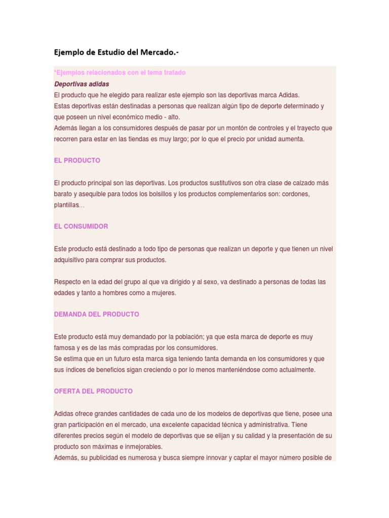 Ejemplo de Estudio Del Mercado | PDF | Producto (Negocio) | Oferta  (economía)