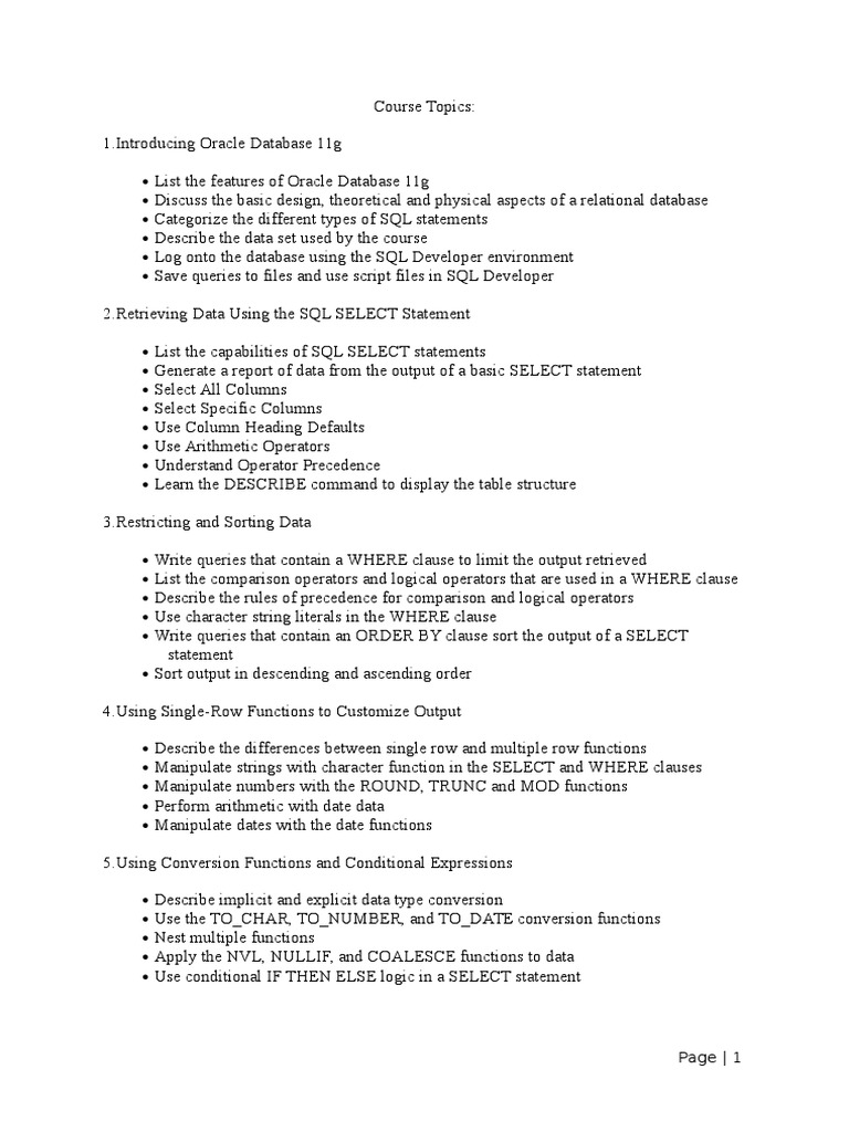Oracle 11g SQL Handbook | PDF | Relational Database | Software Design