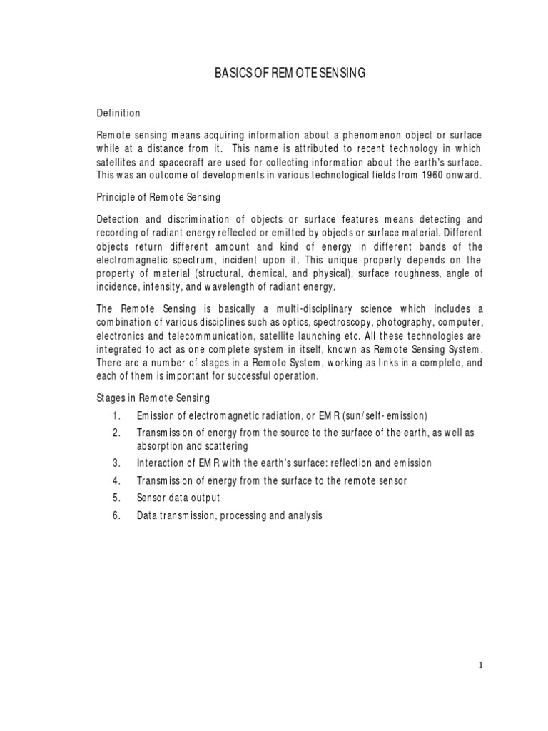 Basic Remote Sensing | PDF | Electromagnetic Radiation ...