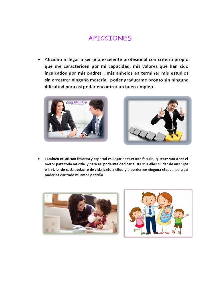 Aficiones y metas personales | PDF | Relaciones personales, crianza y ...