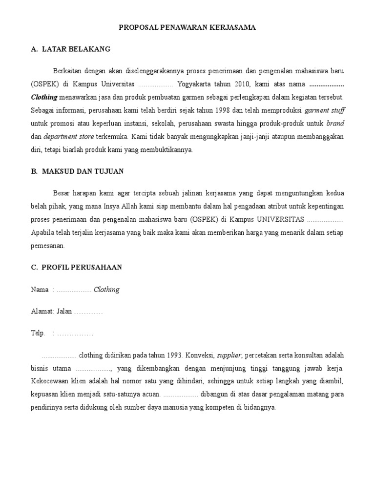 Proposal Penawaran Kerjasama