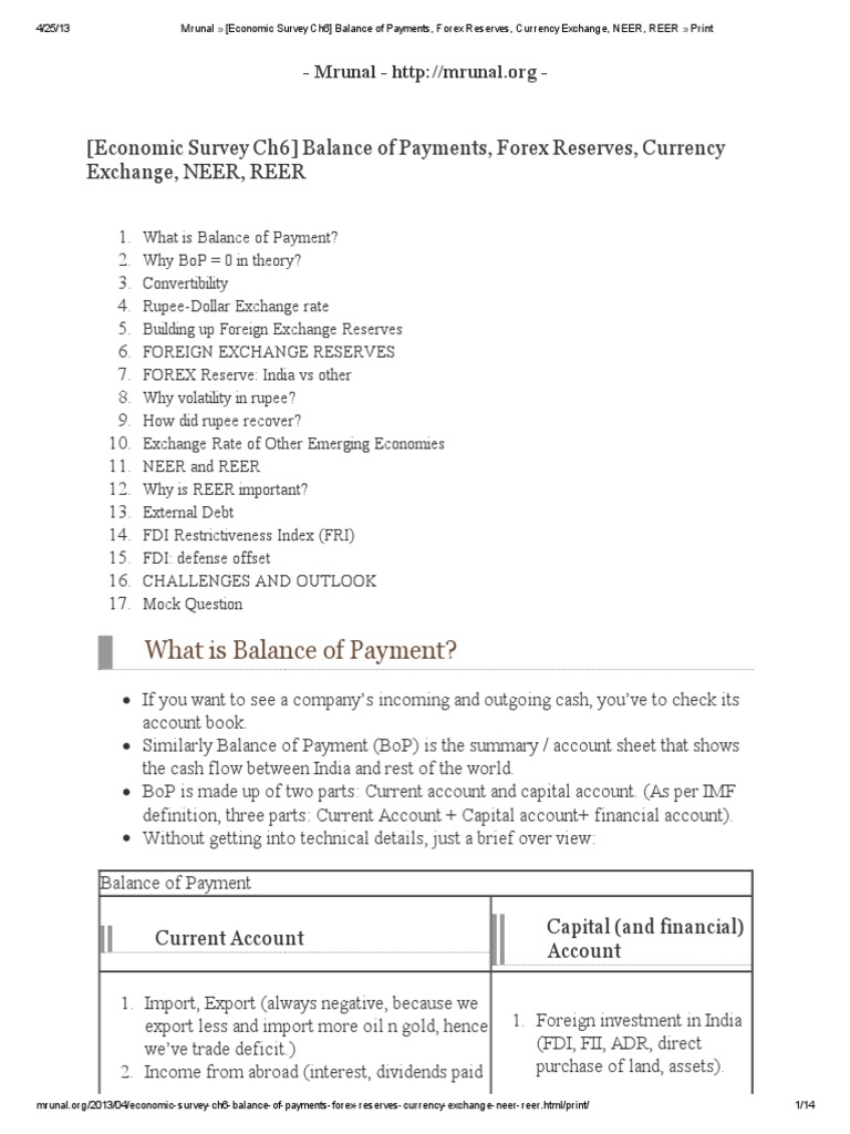 10 Mrunal Economic Survey Ch6 Balance Of Payments Forex - 