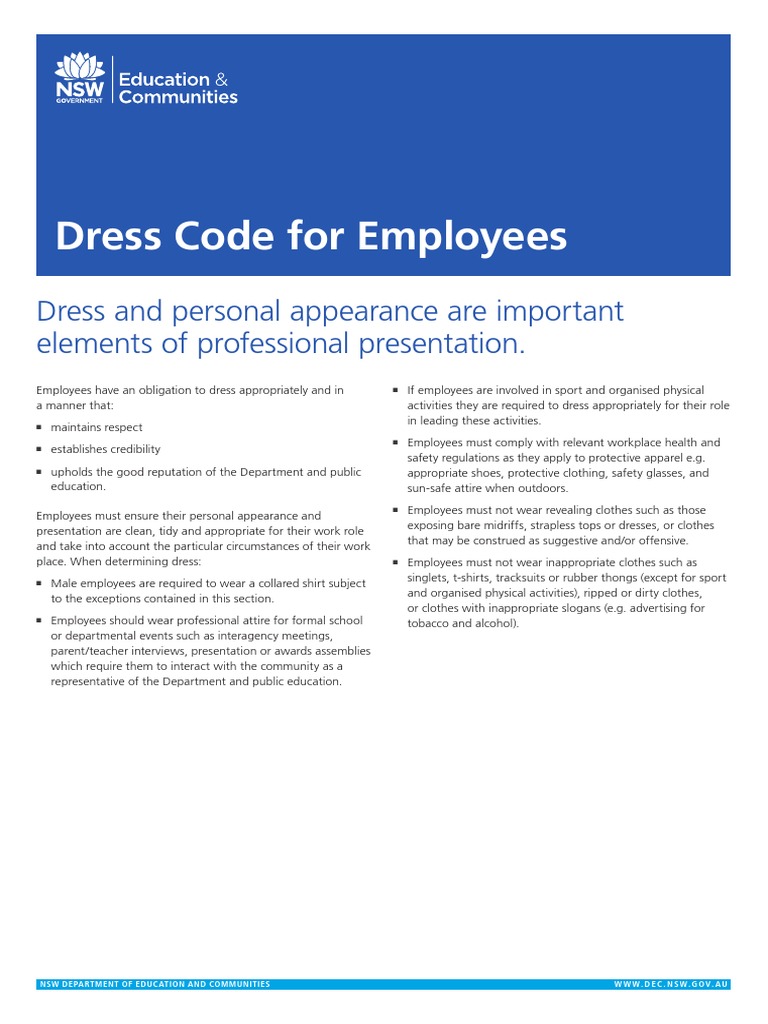 Employee Dress Code Guidelines | PDF