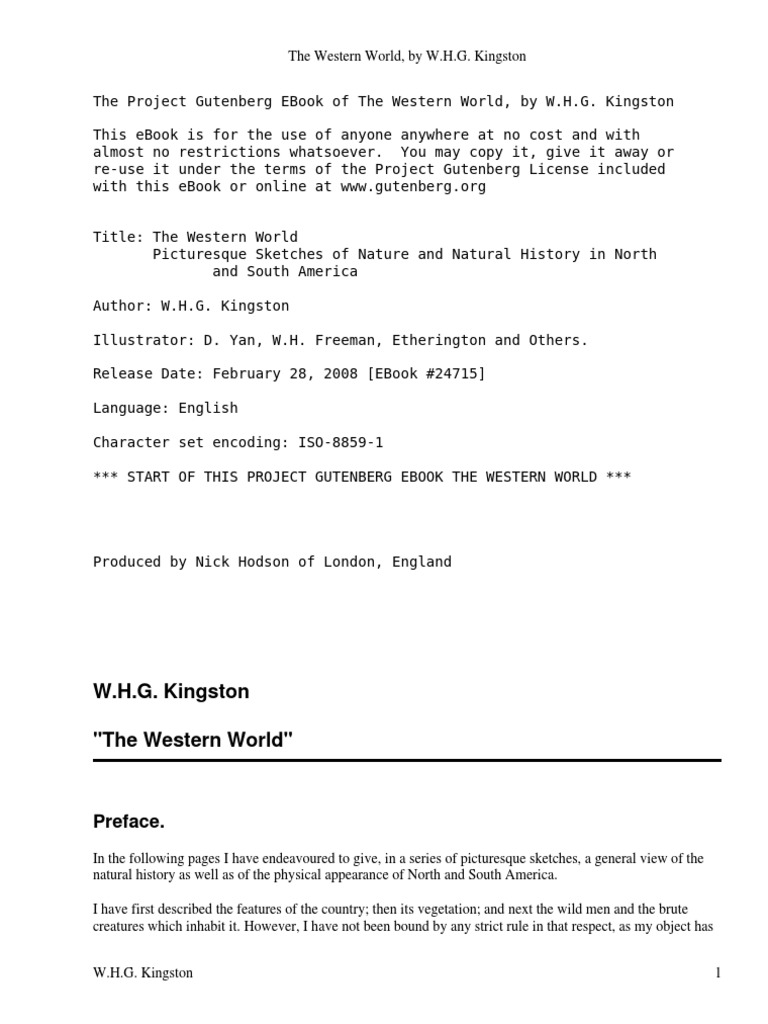 The Western Worldpicturesque Sketches Of Nature And Natural History In Northand South America By Kingston William Henry Giles 1814 10 Pdf Mississippi River North America