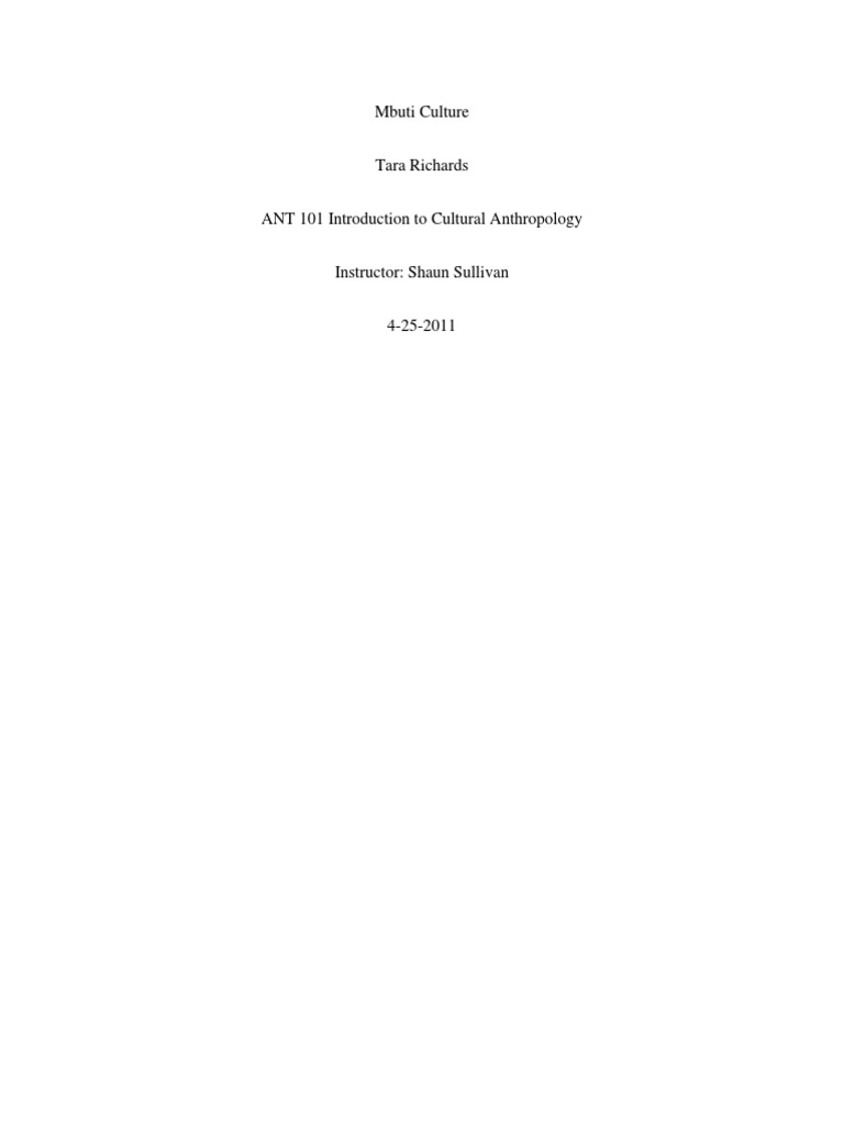 Mbuti Culture PDF Laughter Marriage
