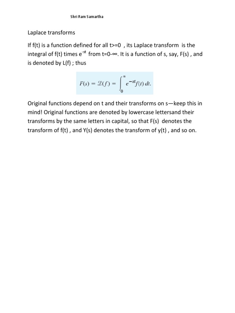 Understanding Laplace Transforms | PDF