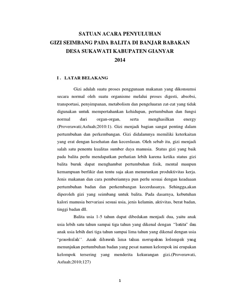 SATUAN ACARA PENYULUHAN GIZI SEIMBANG