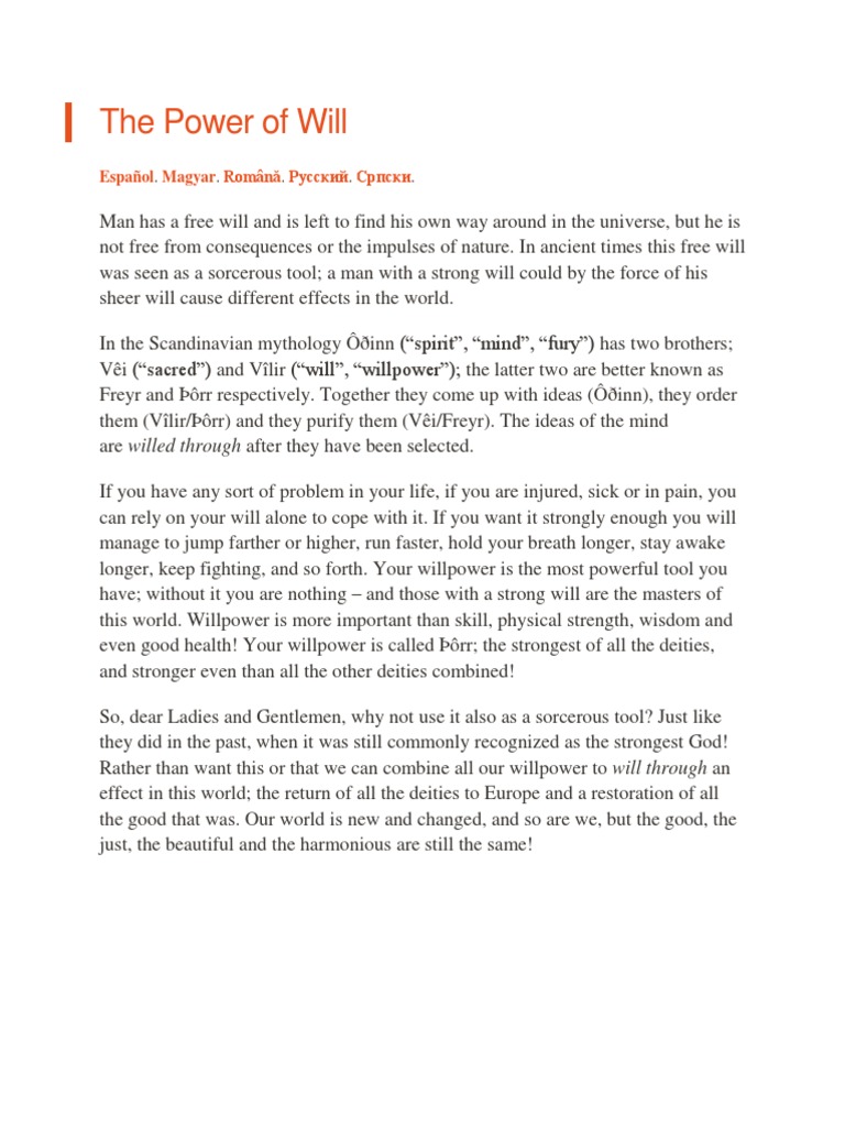 The Power of Will Explained | PDF