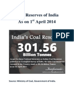 India's Coal Reserves as on 1st April 2014