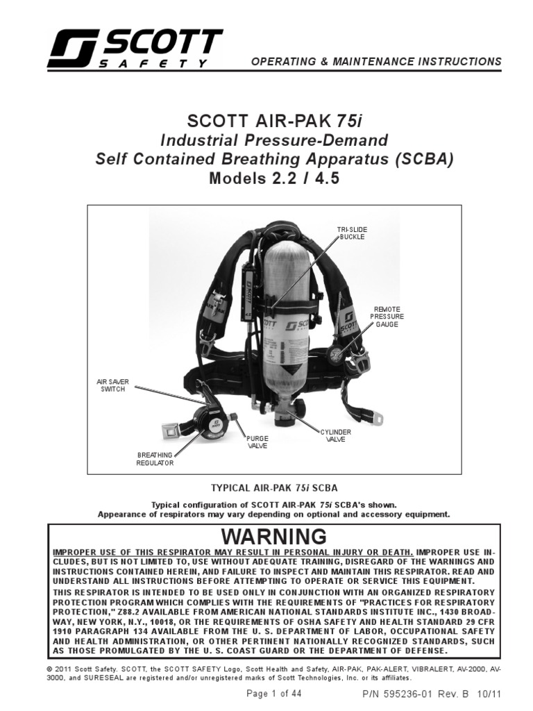Manual SCOTT AIRPAK 75i PDF Personal Protective Equipment Gases