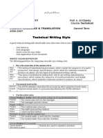 Technical Report Writing (TW Style)