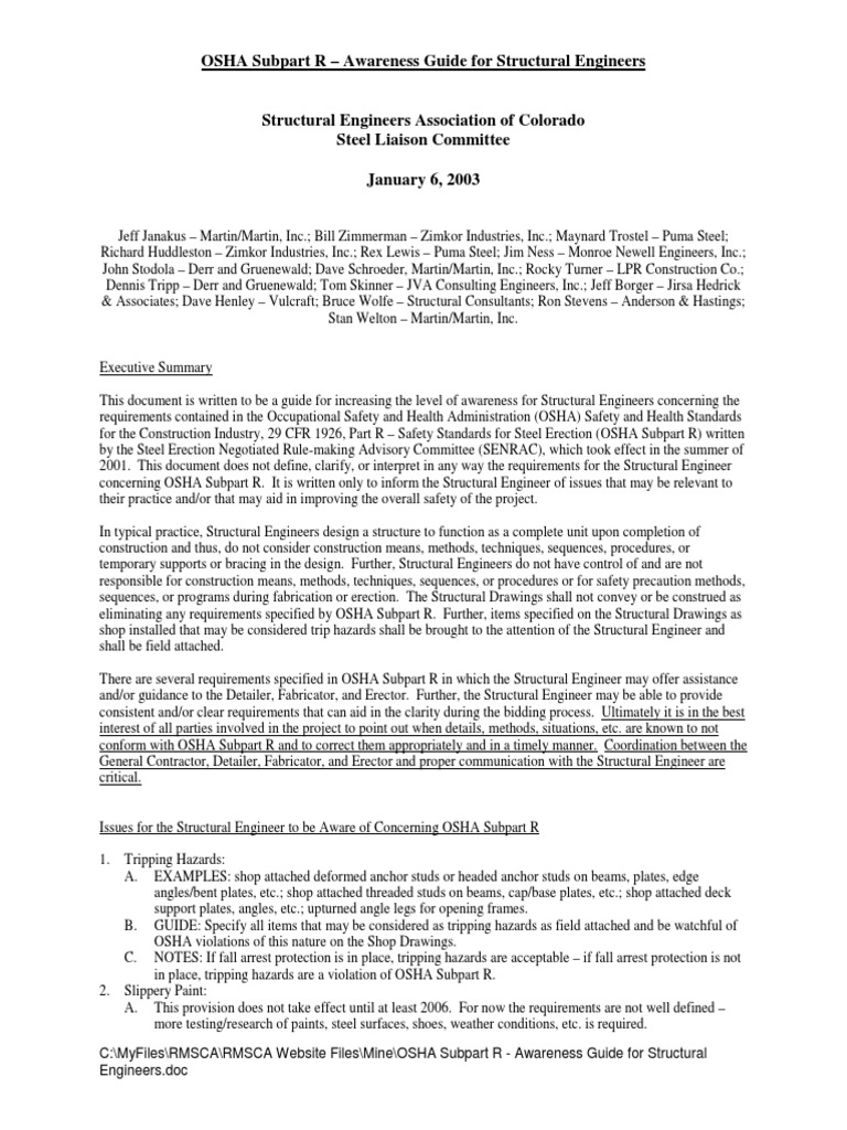 OSHA Subpart R Awareness Guide for Structural Engineers | Truss | Column