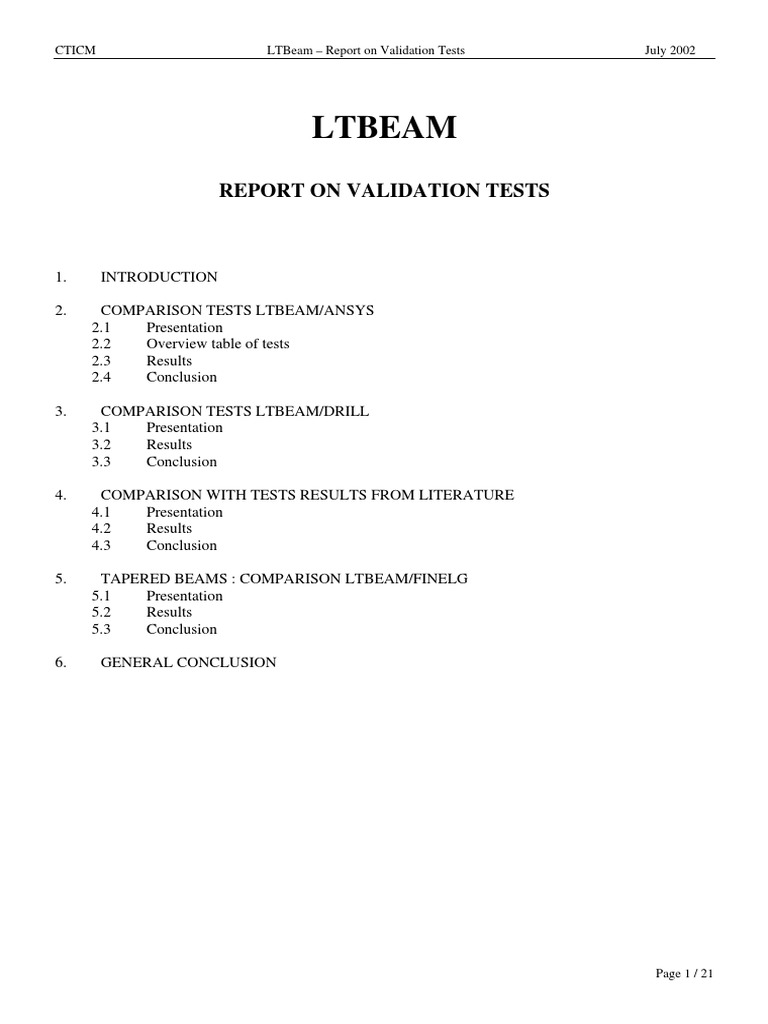 LTBeam Validation Test Report | PDF | Buckling | Cross Section (Physics)