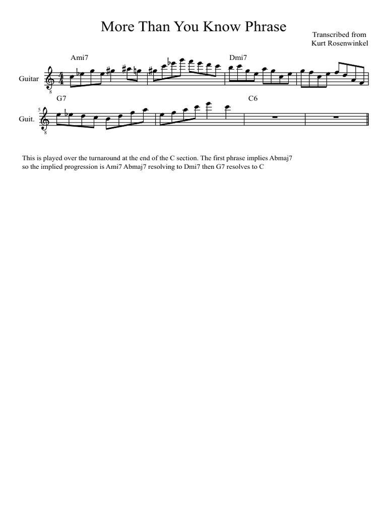 More Than You Know Phrase (Kurt Rosenwinkel) PDF