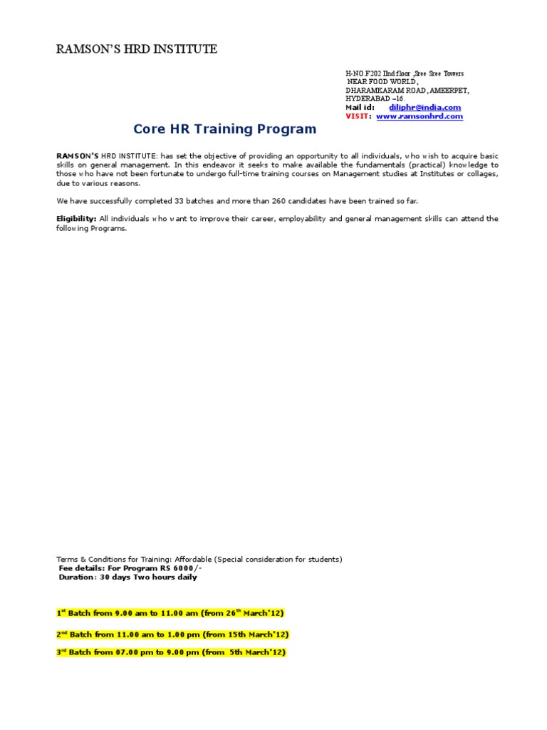 Core HR Training Program Overview | PDF